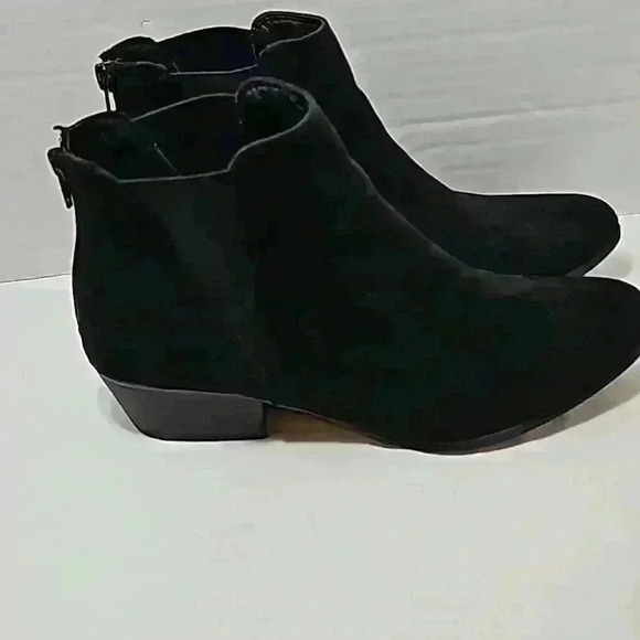 Sprit Womens boots sz 8.5M black suede ankle zipper blocked heels western Paded - Picture 5 of 15